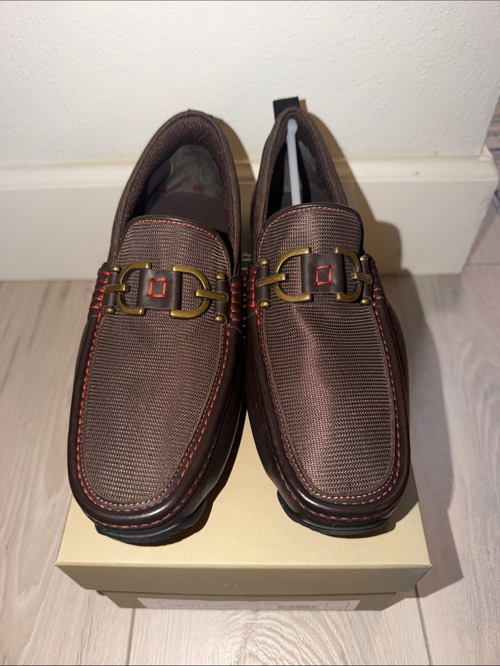 Donald J. Pliner | Darcyhn Brown Slip-On Loafers with Brass Bit